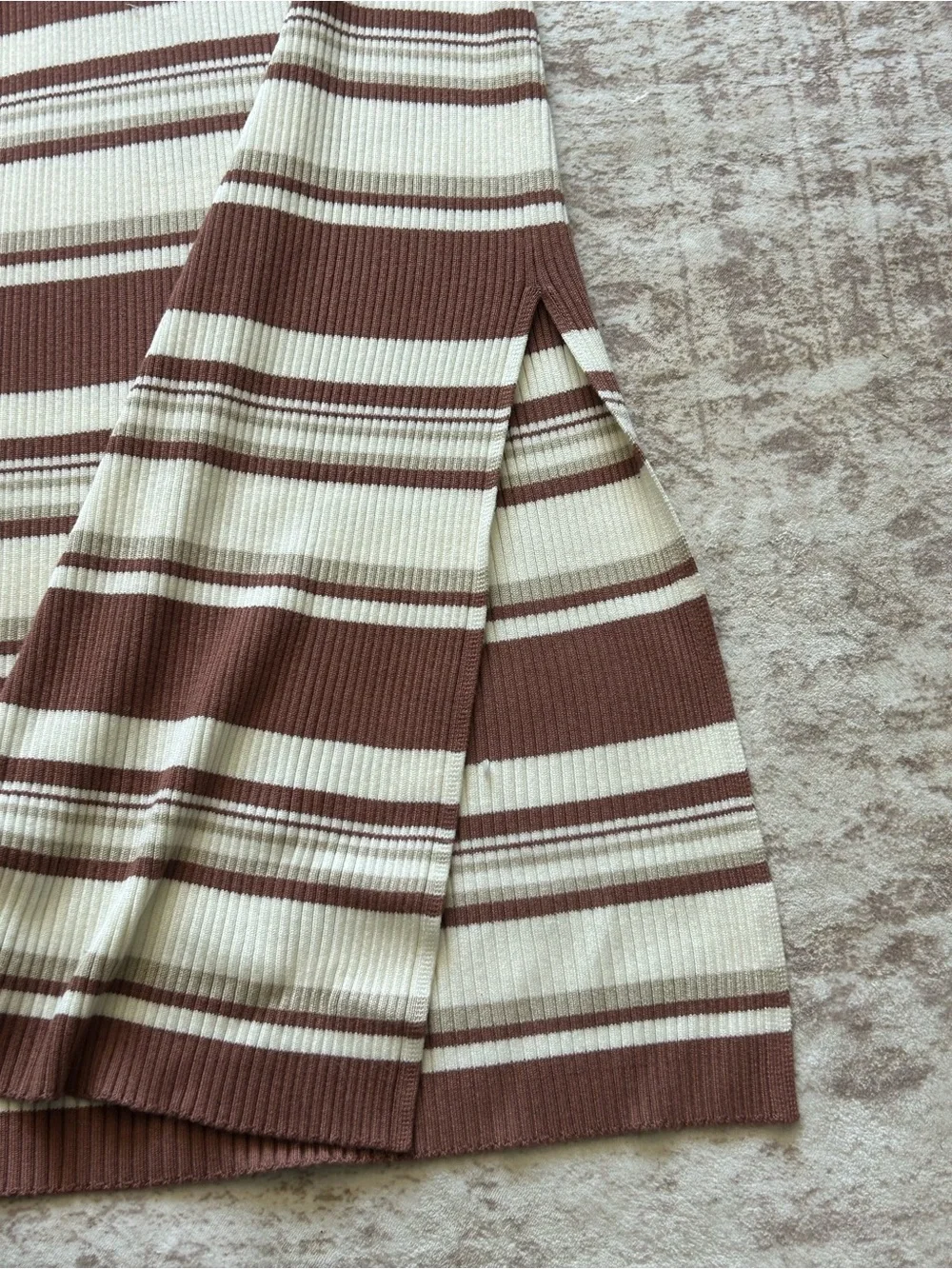 NWT A&F Sleeveless Brown & Cream Striped Rib Knit Maxi Dress